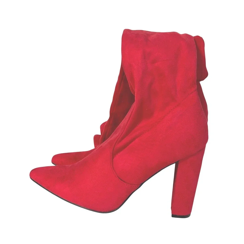 Red Over Knee Thigh High Pull On Boots 24